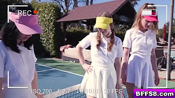 Teen Tennis ladies gets to work sucking and licking the tennis pros racket