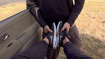 Throatfuck Outdoor Messy Deepthroat in Nike airmax and come on sneakers with Kate Truu