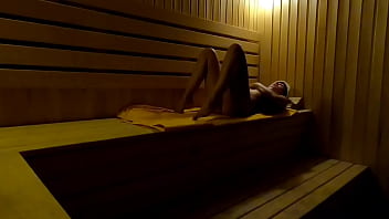 Oral Hidden Camera: Girl Masturbates In Sauna In A Sports Club At Night