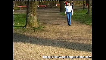 Piss Girl pissing in a public park