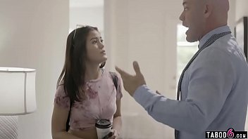 Pissing Stepdaughter wets herself when lectured by stepdad