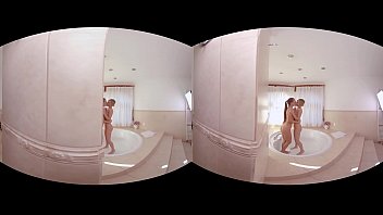 Virtual-reality VRHUSH Naughty threesome with Eveline Dellai and Lindsey Cruz