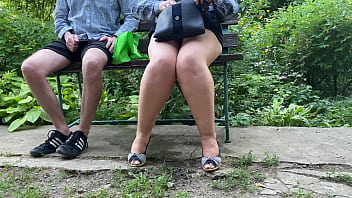 Chubby Slutty MILF pisses in padded panties in the park and gives them to wanker