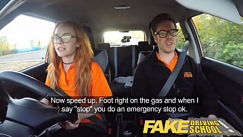 Ass Fake Driving Nerdy ginger teen fucked to creampie orgasm