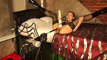 Fuck-machine Russian girl with fucking machine bdsm solo orgazm