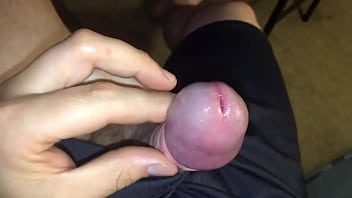 Wet-cock My cock was leaking in my shorts at my friends house. The second they were gone I pulled out my wet cock and busted a huge nut on their floor