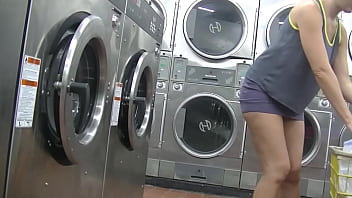 Hotwife Helena Price Public Laundry Upskirt Flashing Tease! Exhibitionist MILF Vs College Voyeur at the laundry! (Part1)