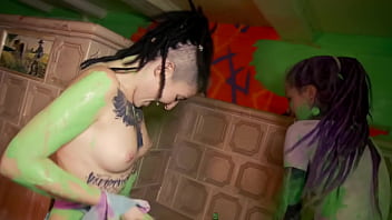 Lesbians Two cute tattooed dreadgirlz getting wild while painting the room - squirting