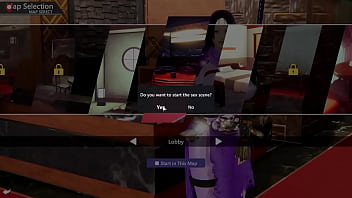 Hentai Honey Select 2: Girl in purple bodysuit gets dicked