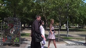 Bondage Blindfolded teen d. in public